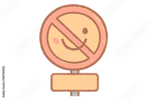 Cheerful Signal-Free Marker. A cheerful "signal-free zone" boundary marker with a smiling face, soft pastel doodle style, No text,