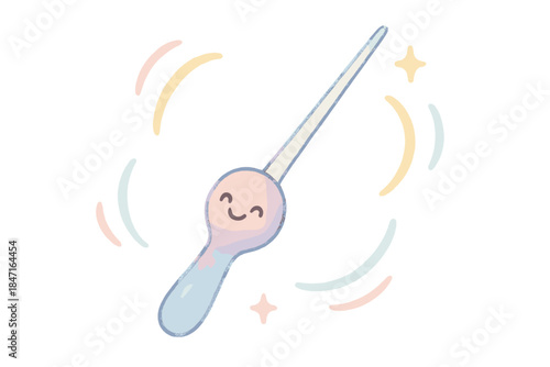 Joyful Conductor's Baton. A friendly "team tempo" conductor's baton with joyful motion lines, soft magical pastel tones, No text,
