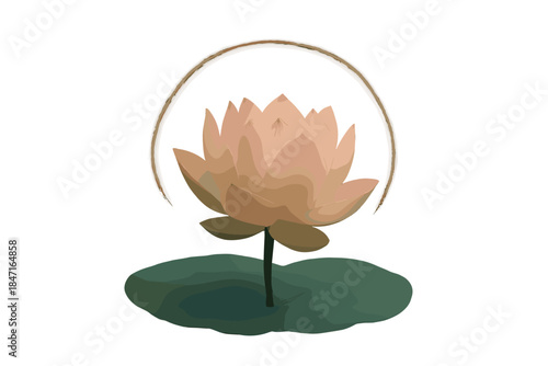 Lotus Blooming Light. a lotus flower slowly blooming above the surface with a tiny timer halo of soft light, blush and jade tones,