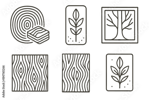 Nature-Inspired Icon Designs. Icons for: layered wood vessel stampings, pressed plant conduit forms, embossed tree flow structures