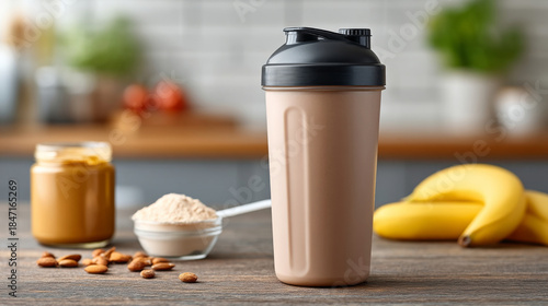 Protein shake for fitness enthusiasts: post workout nutrition drink concept