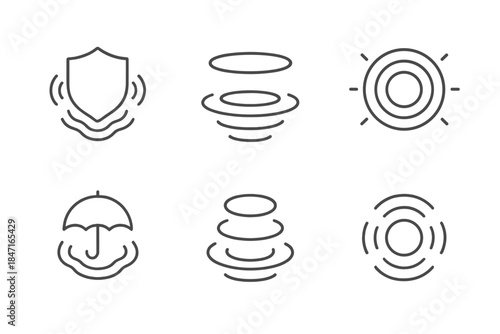 Radiant Sound-Ring Icons. Icons for: floating safe-space vibrations, gentle oscillating halos, radiant sound-ring sanctuaries,