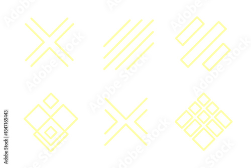 Radiant Angular Symbols. Icons for: radiant angular design icons, glowing diagonal pattern symbols, bright sloped decoration