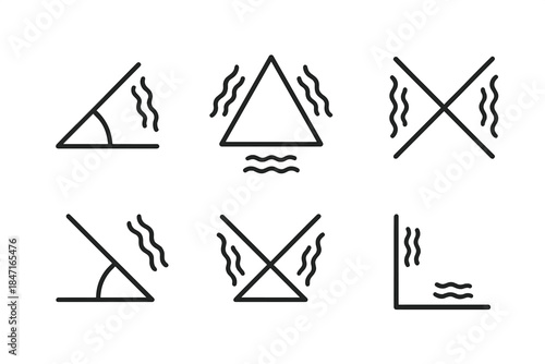 Quivering Puzzle Angles. Line vector icons of quivering angle puzzles: oscillating vertex forms, trembling joint triangles,