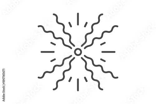 Harmonic Flow Convergence. Line vector icons of a vibrating channel leading to a central point: oscillating flow lines, rhythmic