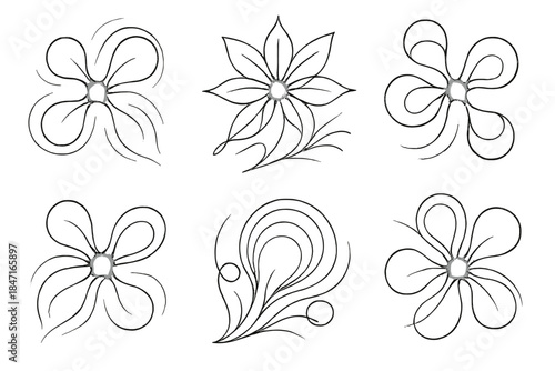 Organic Intersecting Icons. Line style icons of refined organic intersections: elegant shapes with varying light intensity, curved