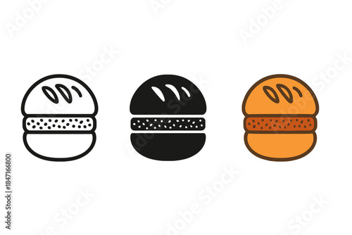 Abstract Bread Styles. Abstract bread icon featuring textured crust band and rounded silhouette, first in line style with thin