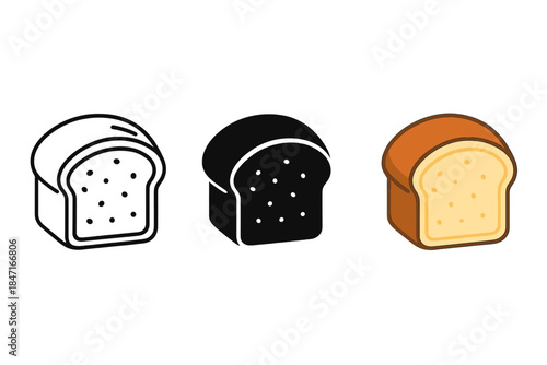 Bread Cross-Section Styles. Cross-section of bread loaf emphasizing outer crust curvature and inner softness, first in line style