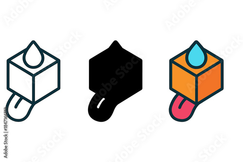 Geometric Salt Block. Abstract geometric salt block representation with droplet and lick mark symbol, first in line style with