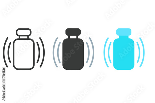 Icy Minimalist Container. Minimalist container with icy glow and subtle resonance pattern around it, first in line style with thin