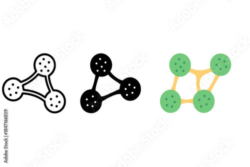 Interconnected Spores Icon. Minimalist icon showing interconnected spores linked by glowing filaments, first in line style with