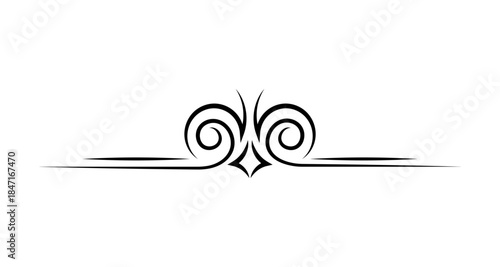 Elegant black ornamental flourish divider with swirls and diamond shape