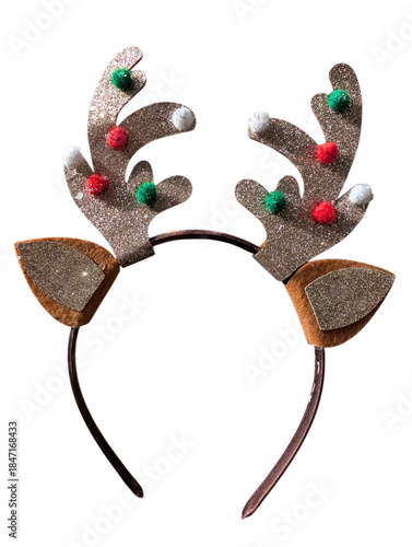 Festive reindeer antler headband for Christmas parties, costumes and holiday photo sessions.