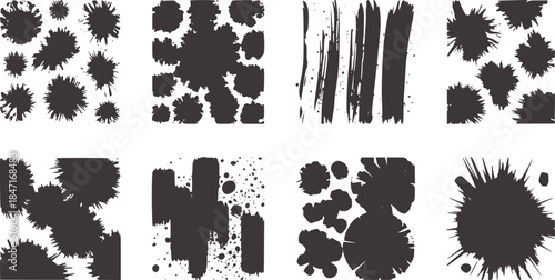 Monochrome Abstract Inkblot Textures Collection black