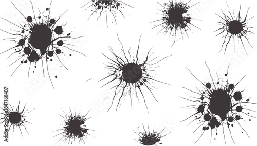 Monochrome abstract ink splatter bursts white black