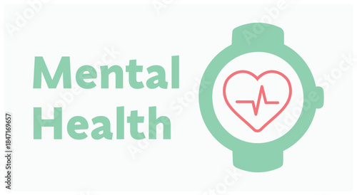 Medicine, mental health, cardiology, cardiologist, emotion, clock, heart, heartbeat. Health, well-being, doctor, healthy, World Mental Health Day, psychology, mind, therapy, treatment, symbol, vector,