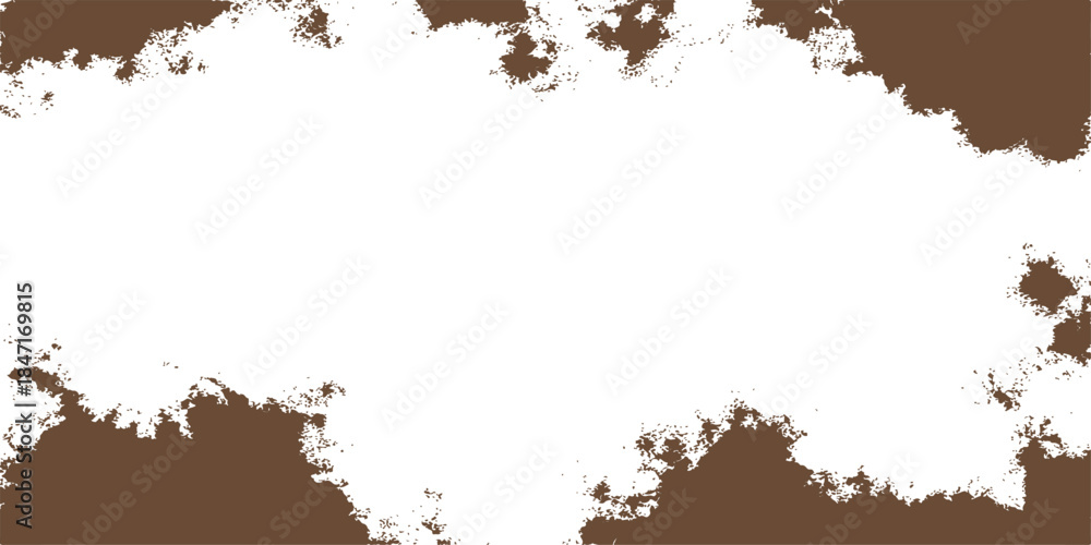 Fototapeta premium Abstract grunge background with frame for isolated dry brown powder pile of coffee dirt and black cocoa ingredient closeup