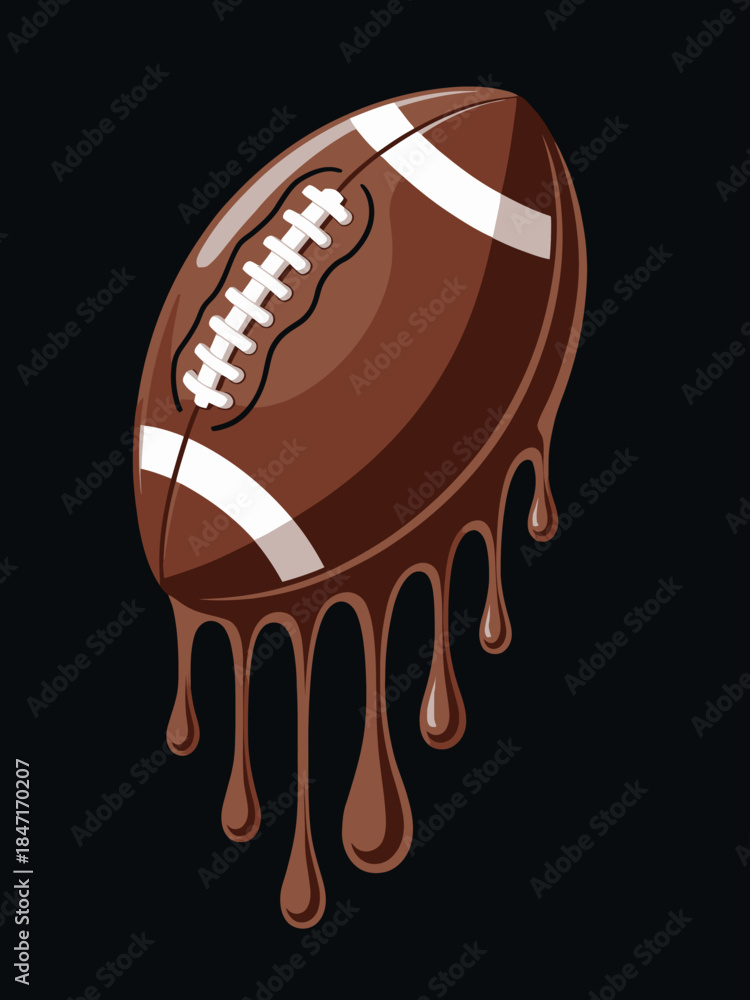 Obraz premium A football appears to be melting like chocolate, dripping in a stylized manner.