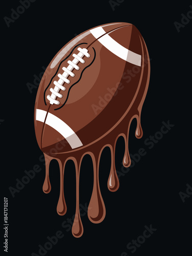 A football appears to be melting like chocolate, dripping in a stylized manner.