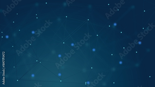  Abstract blue colored lines connection. Big data visualization, network connection, social networking and digital communication technology concept background.