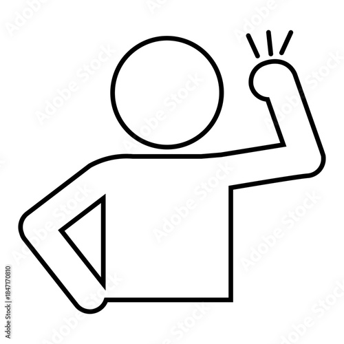 ガッツポーズをする人の線画ピクトグラム