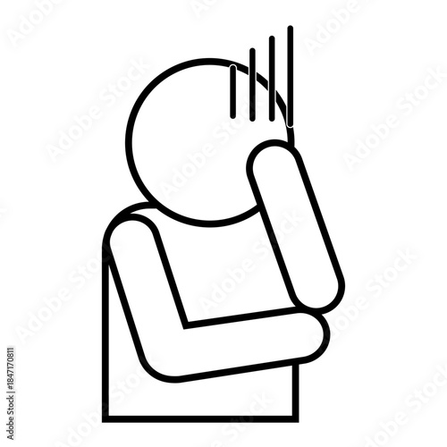 落ち込んでいる人の線画ピクトグラム