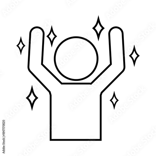 ばんざいする人の線画ピクトグラム