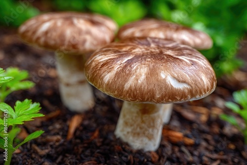 Mushrooms Thriving in Forest Ecosystem
