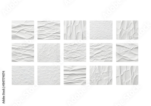 Vector collection of abstract geometric shapes featuring a seamless vintage grunge pattern on a crumpled paper texture template for business card design