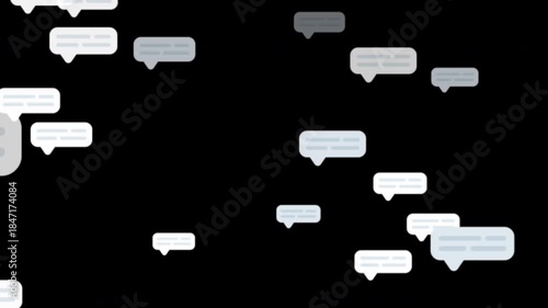 Falling Chat Bubbles Animation Background. Transparent Background Alpha Channel Only On 4K