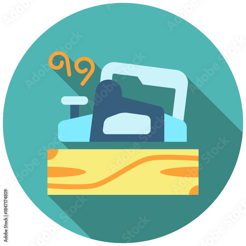 Jack Plane Rounded Flat Color Icon, Mini Illustration Relate To Carpentry, Wood Industry. Use For Modern Concept, Ui, Ux Web And App Development.