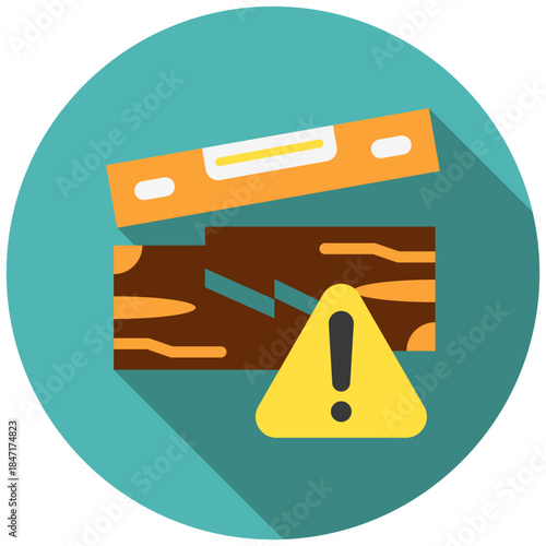 Level Measure Rounded Flat Color Icon, Mini Illustration Relate To Carpentry, Wood Industry. Use For Modern Concept, Ui, Ux Web And App Development.