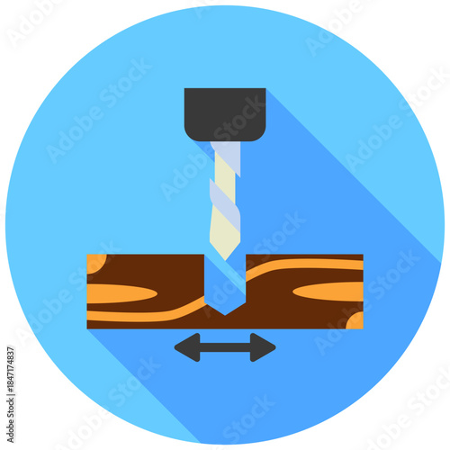 Kerf Width Rounded Flat Color Icon, Mini Illustration Relate To Carpentry, Wood Industry. Use For Modern Concept, Ui, Ux Web And App Development.