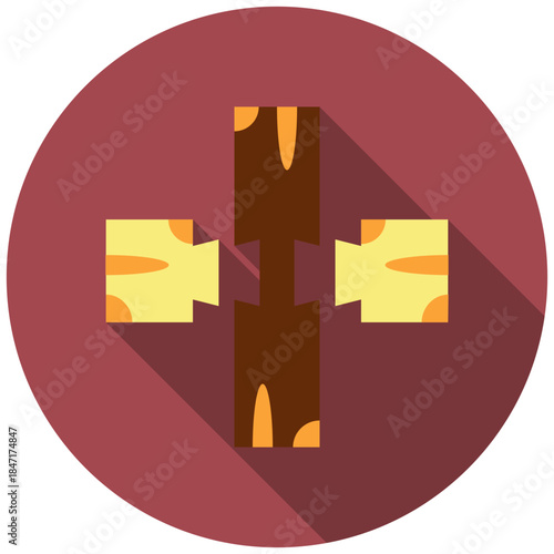 Mortise Join Rounded Flat Color Icon, Mini Illustration Relate To Carpentry, Wood Industry. Use For Modern Concept, Ui, Ux Web And App Development.