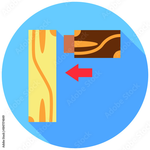 Mortise Join Rounded Flat Color Icon, Mini Illustration Relate To Carpentry, Wood Industry. Use For Modern Concept, Ui, Ux Web And App Development.