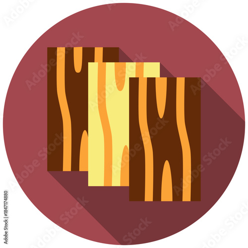 Plank Rounded Flat Color Icon, Mini Illustration Relate To Carpentry, Wood Industry. Use For Modern Concept, Ui, Ux Web And App Development.