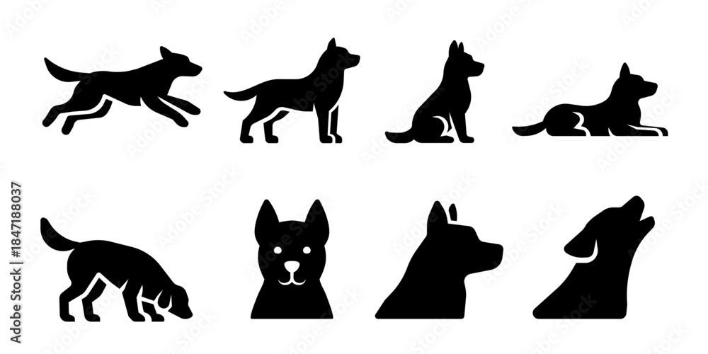 Ταπετσαρία dog icon set.dog logo. doggy silhouette