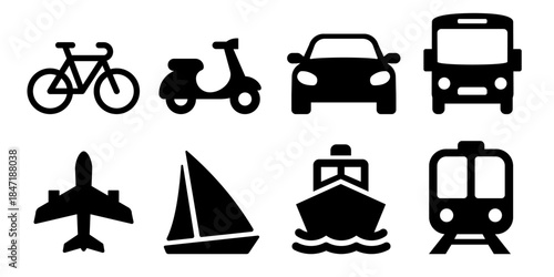 Transport icon set. Mode of transport symbol