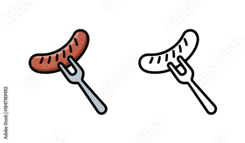 Grilled Sausage on Fork