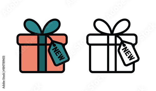 Colorful Gift Box with Ribbon and Tag for Celebration