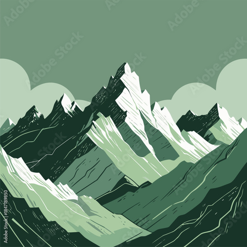 vector illustration of a mountain in American comic style