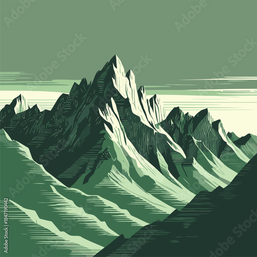 vector illustration of a mountain in American comic style