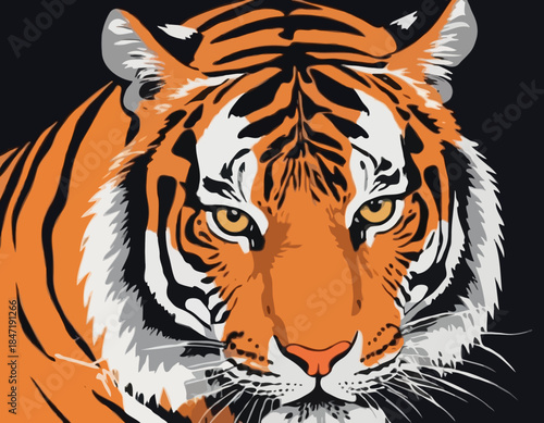 tiger illustration in brush stroke painting,