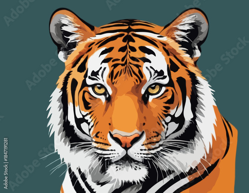 tiger illustration in brush stroke painting,