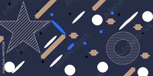 Template to embed greetings. Background with the inscription Merry Christmas. Vector illustration in flat simple style with gold lines.