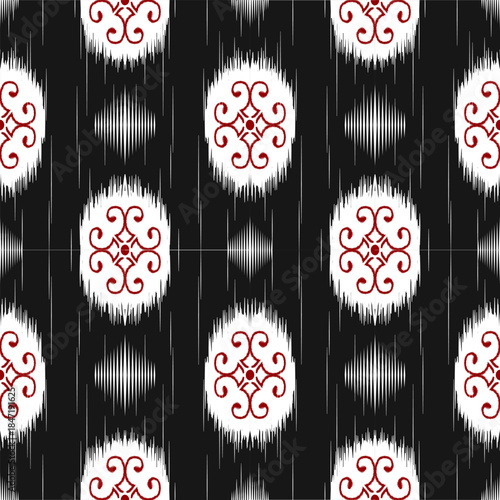 Seamless ikat ornamental medallion pattern for fashion textile surface