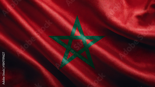 The flag of Morocco is red with a green pentagram (five-pointed star) in the center