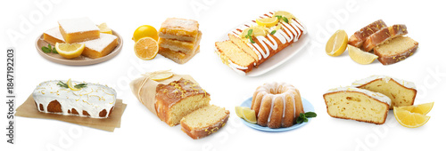 Delicious lemon pies isolated on white, set © New Africa