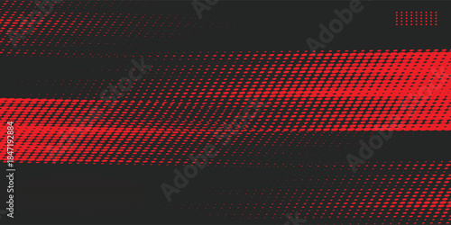 Dynamic black and red grunge halftone abstract background with diagonal brush stroke texture, modern.
