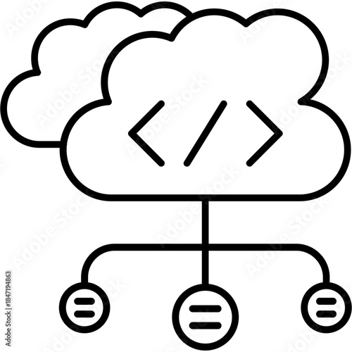 Cloud Code Outine Icon